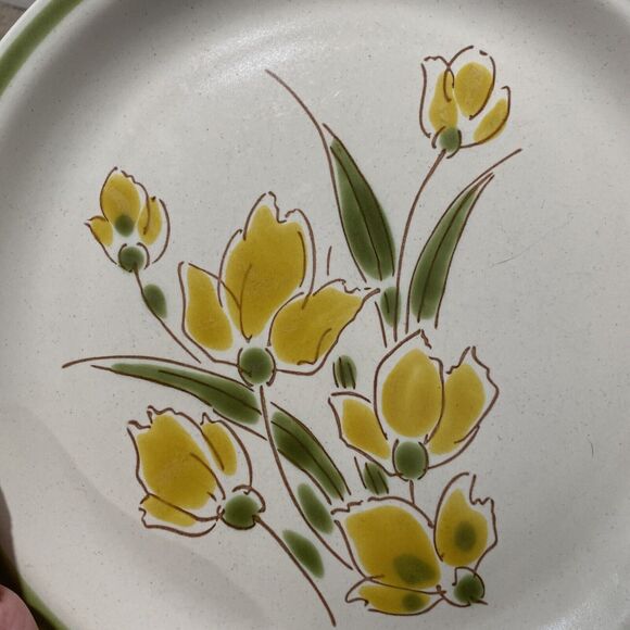 Stonybrook Stoneware Dinner Plate Spring Collection Yellow Flowers Green Japan - Picture 4 of 5